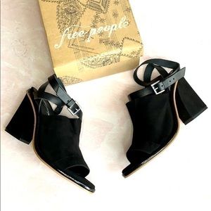 NIB Free People See Ya There Black Suede Sandal 39